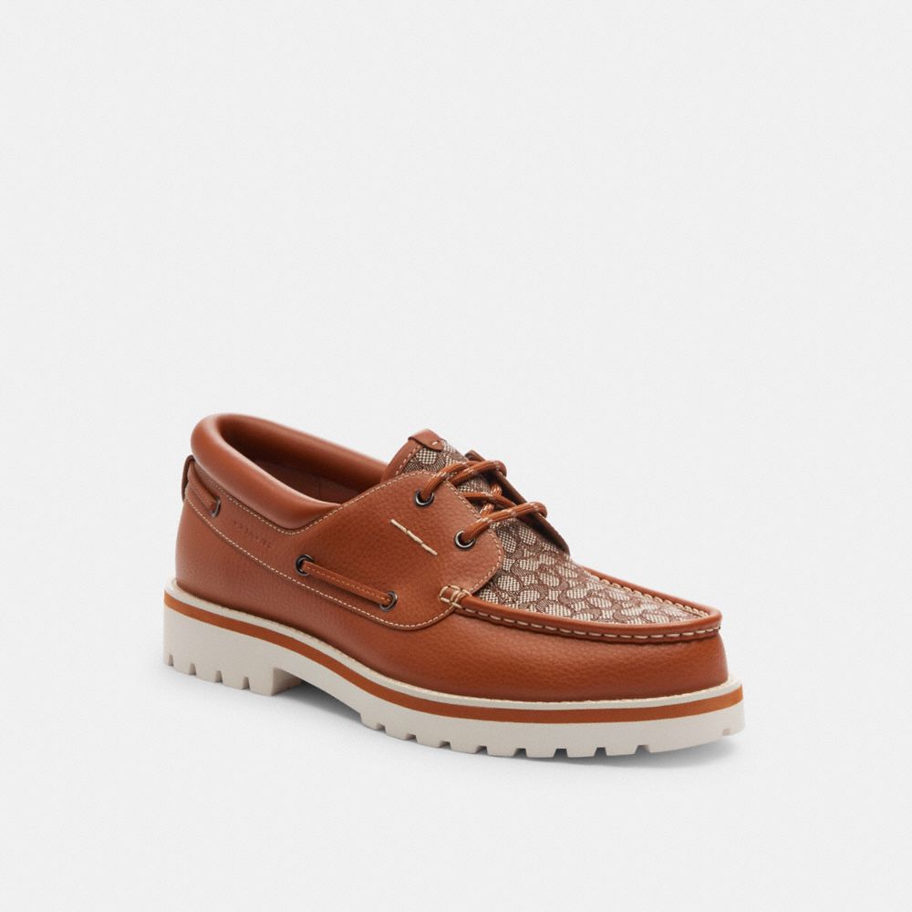 Coach Benson Boat Shoe In Signature Jacquard Burnished Amber | 876-WJNIOU