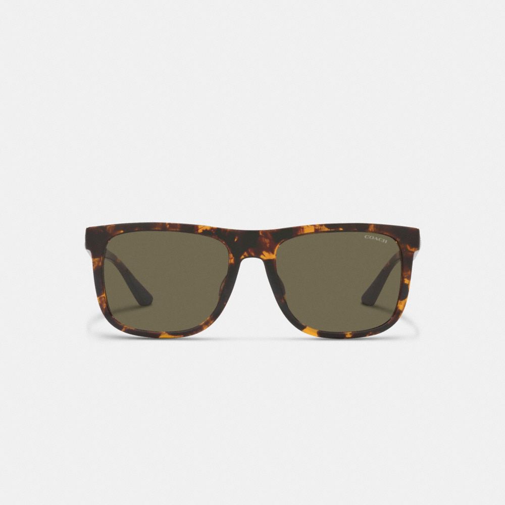 Coach Beveled Signature Flat Top Square Sunglasses Dark Tortoise | 415-XDBHQK