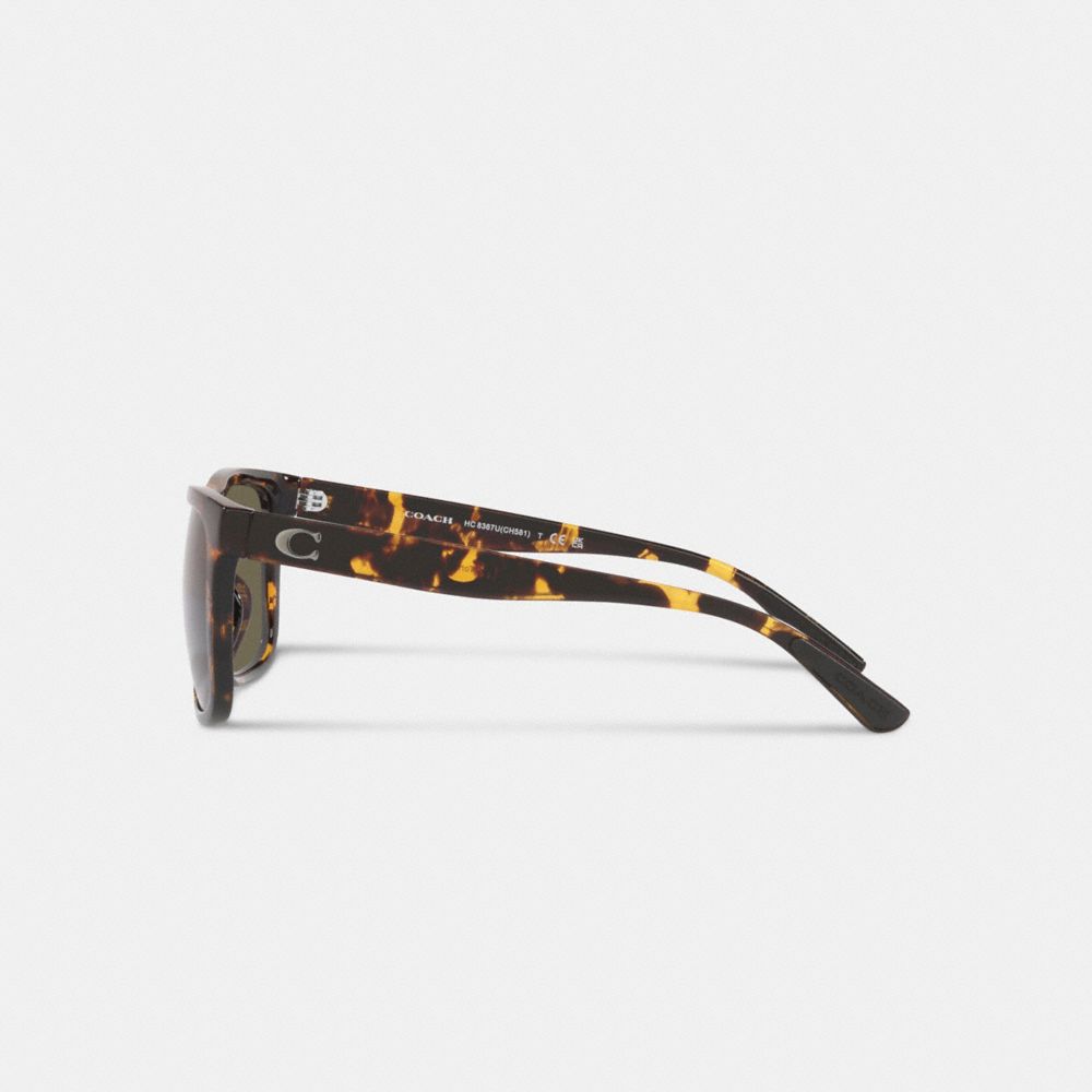 Coach Beveled Signature Flat Top Square Sunglasses Dark Tortoise | 415-XDBHQK