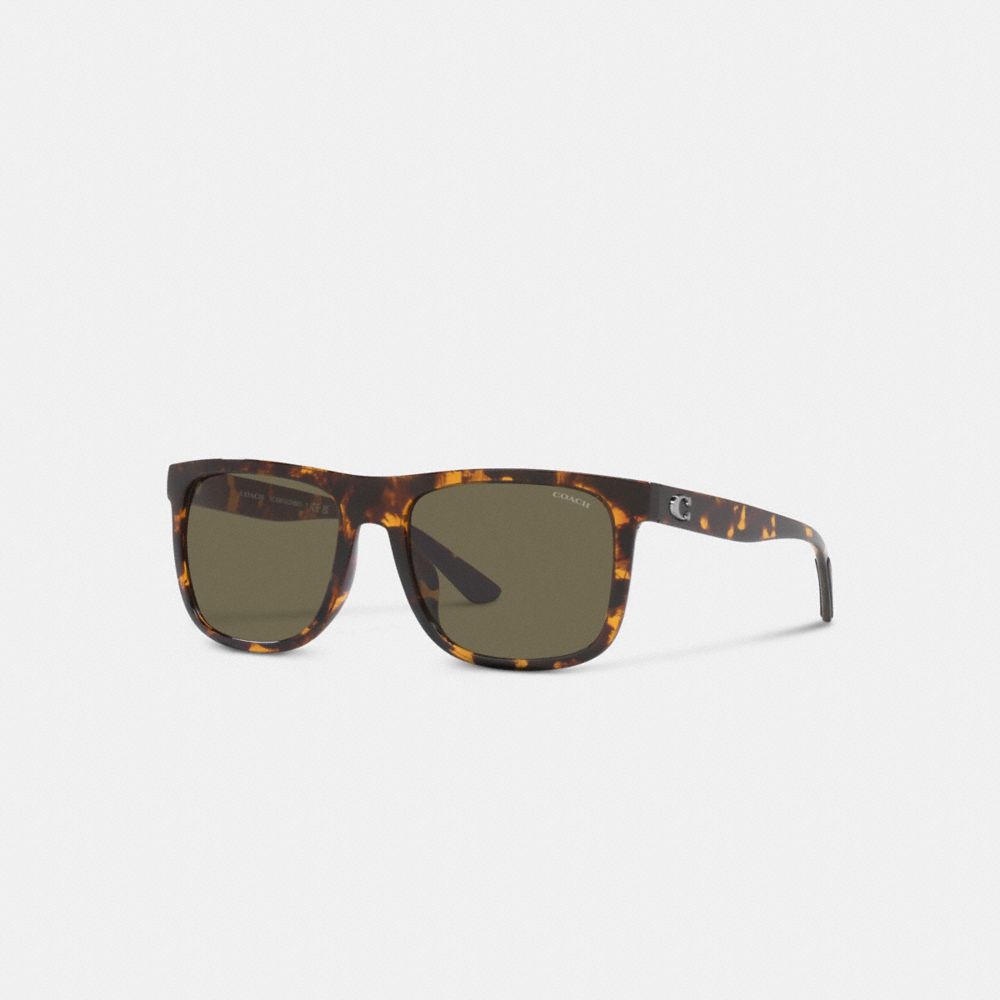 Coach Beveled Signature Flat Top Square Sunglasses Dark Tortoise | 415-XDBHQK