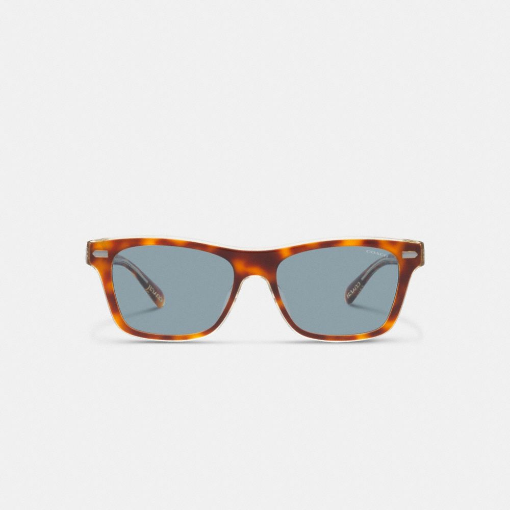 Coach Beveled Signature Square Sunglasses Tortoise/Blue | 963-HSTORX