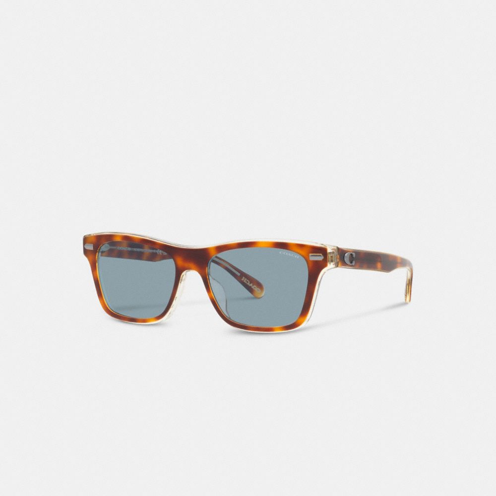 Coach Beveled Signature Square Sunglasses Tortoise/Blue | 963-HSTORX