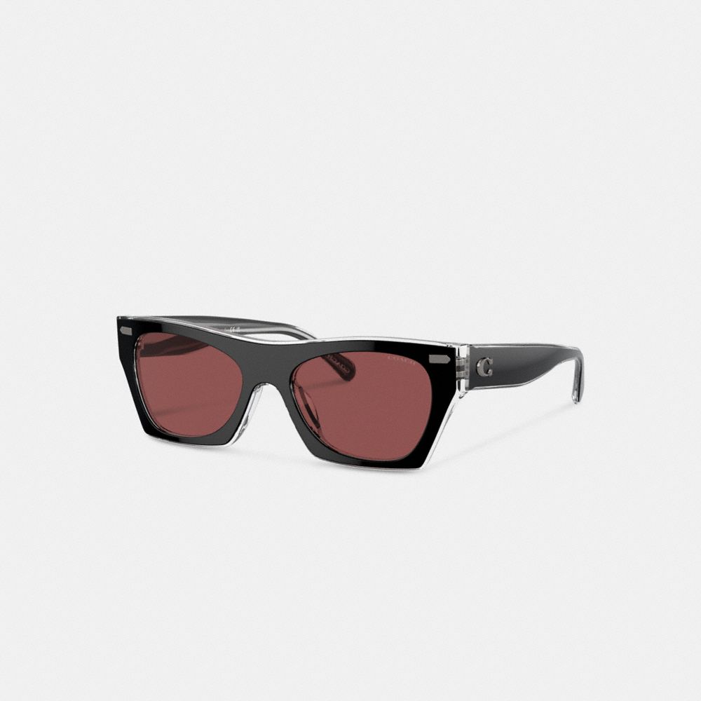 Coach Beveled Signature Square Sunglasses Black & Clear | 621-IGWSNJ