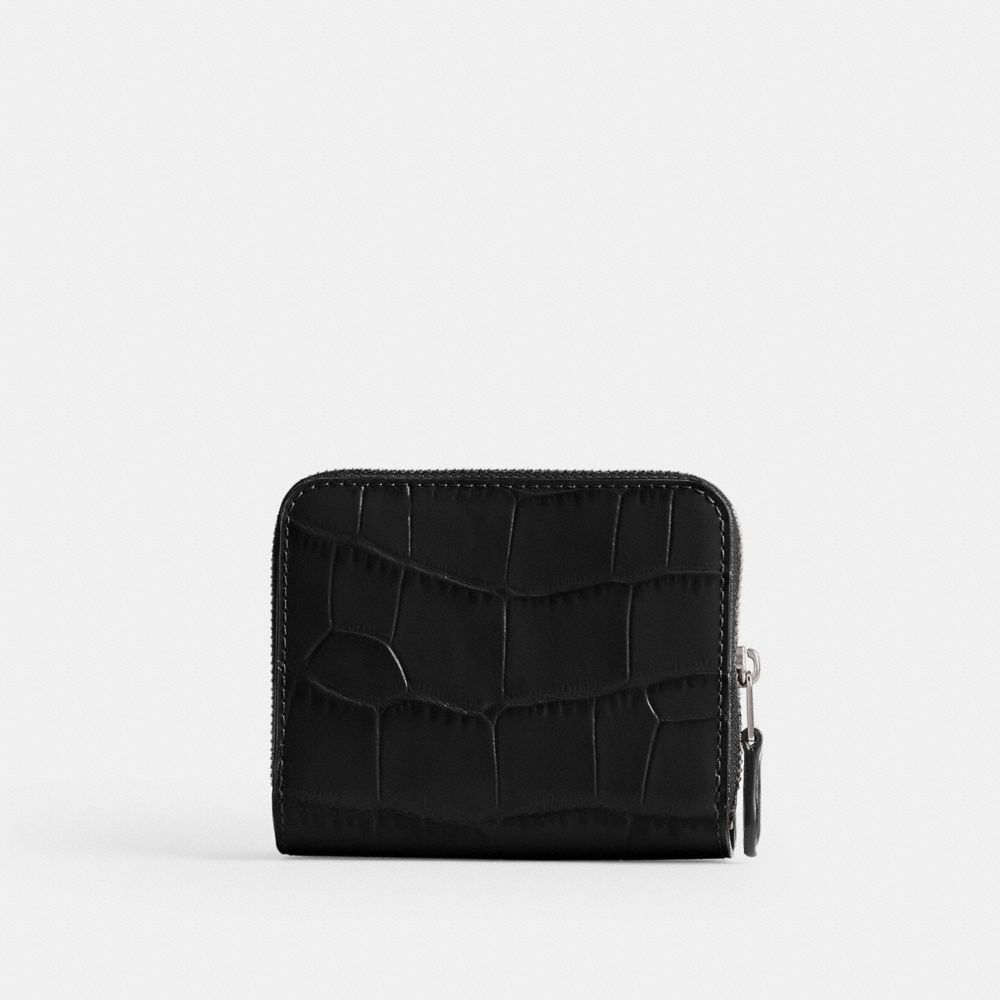 Coach Billfold Wallet Croc Embossed Leather/Silver/Black | 690-UZBIJL