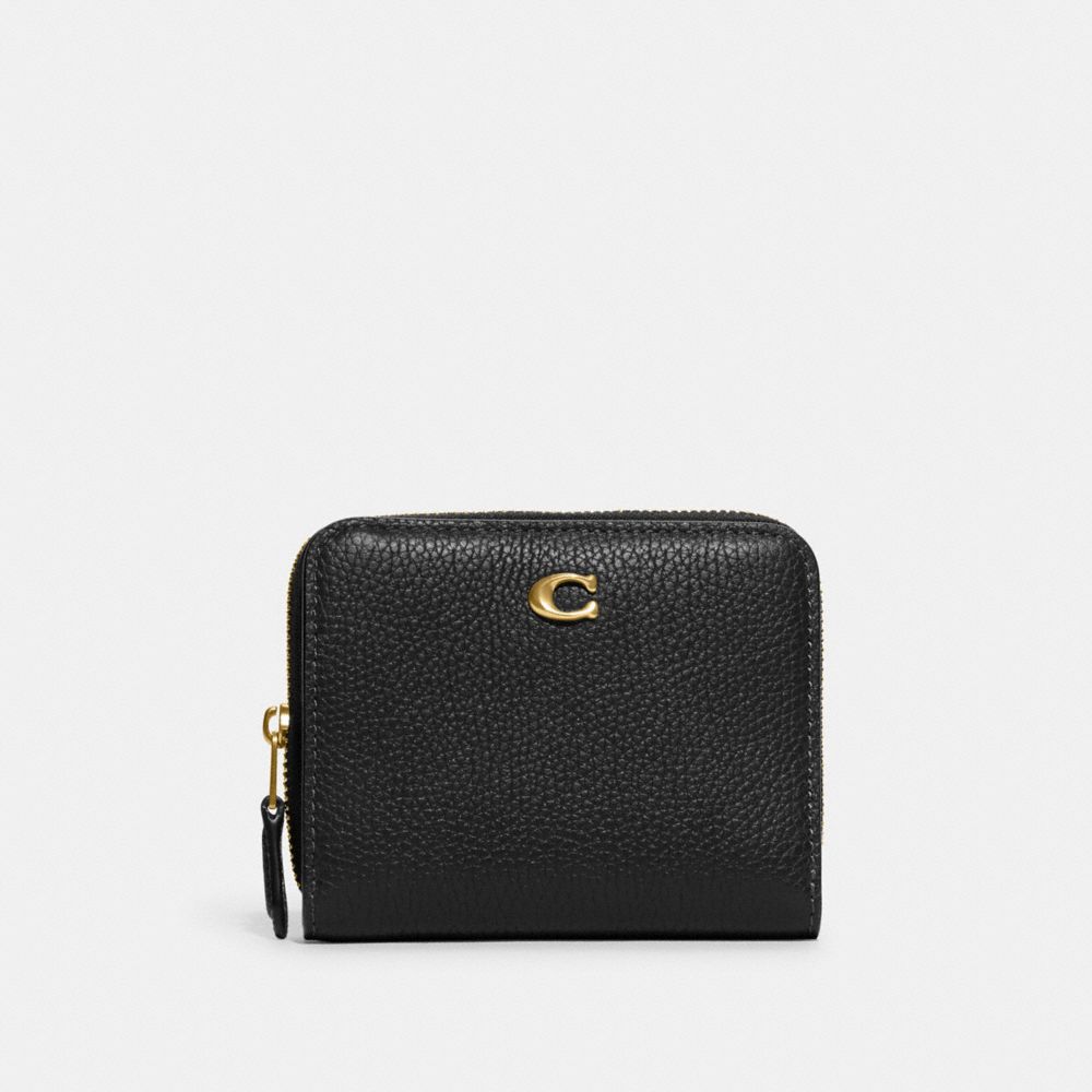 Coach Billfold Wallet Polished Pebble Leather/Brass/Black | 186-RPDZOJ