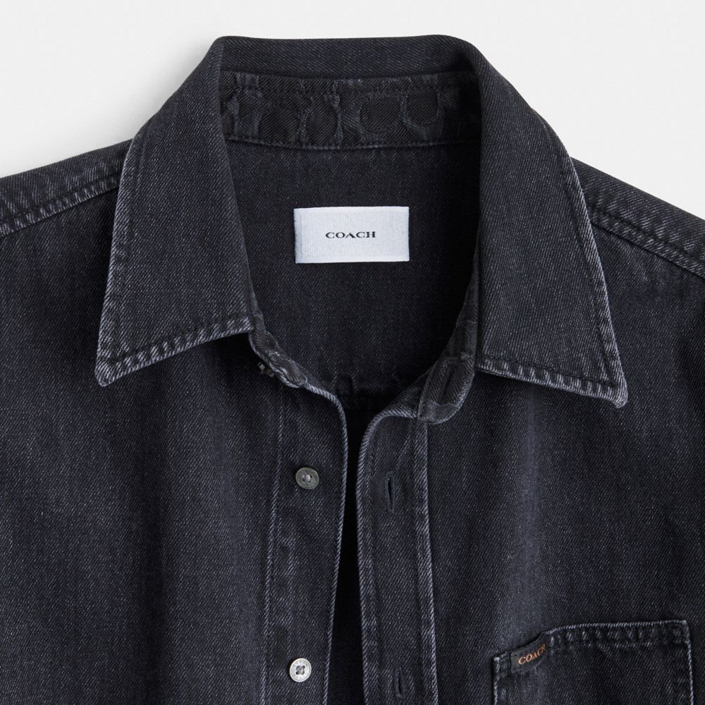 Coach Black Denim Shirt In Organic Cotton Black | 648-IKHALB