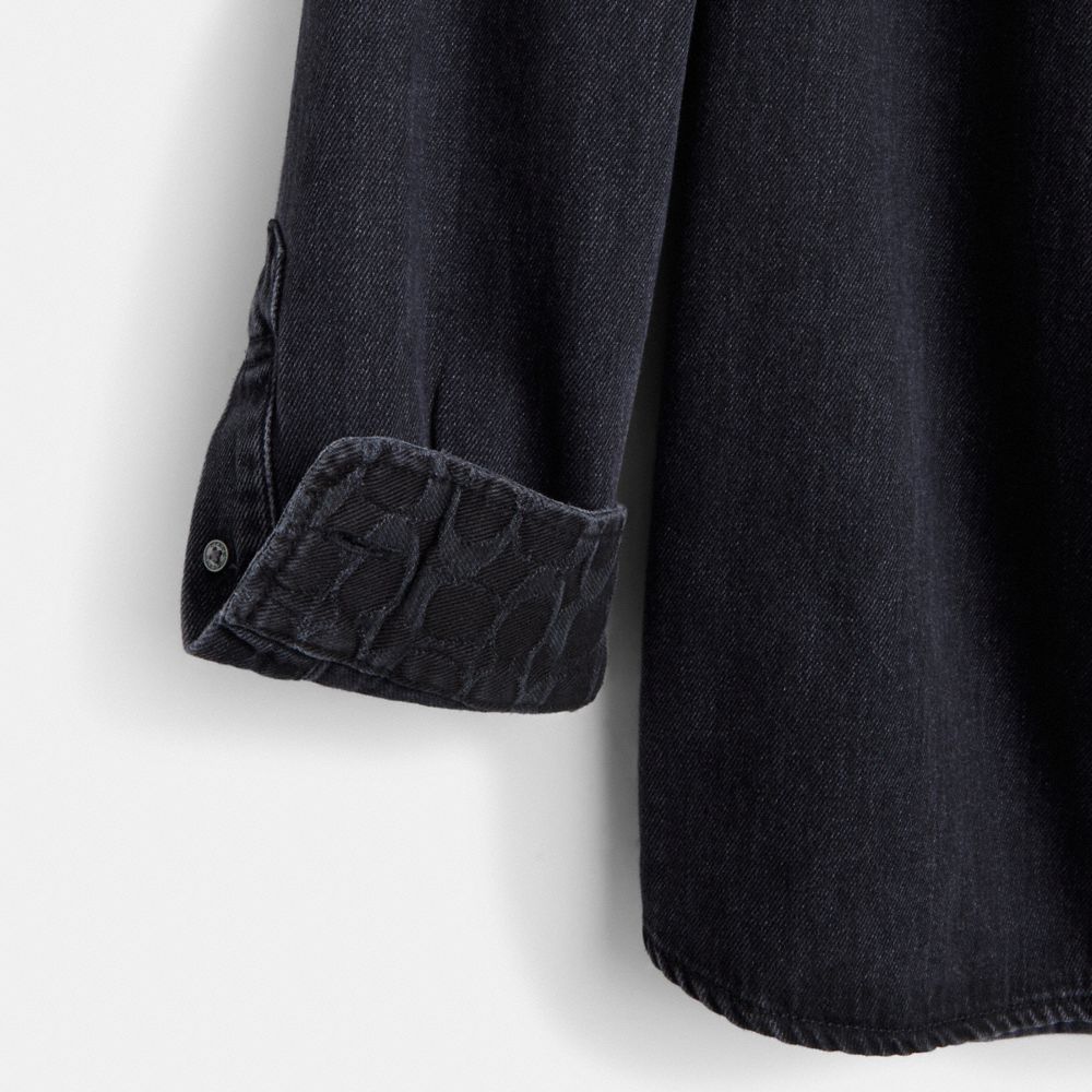 Coach Black Denim Shirt In Organic Cotton Black | 648-IKHALB