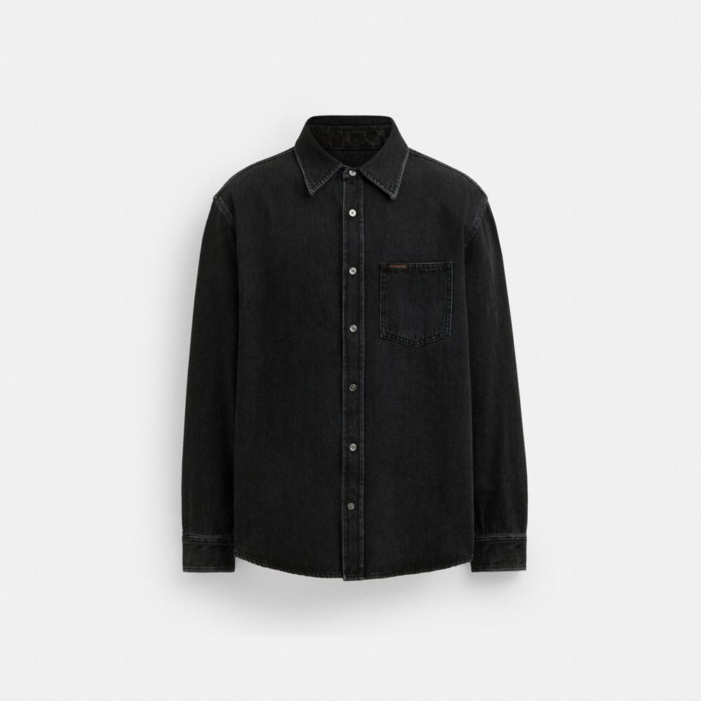 Coach Black Denim Shirt In Organic Cotton Black | 648-IKHALB