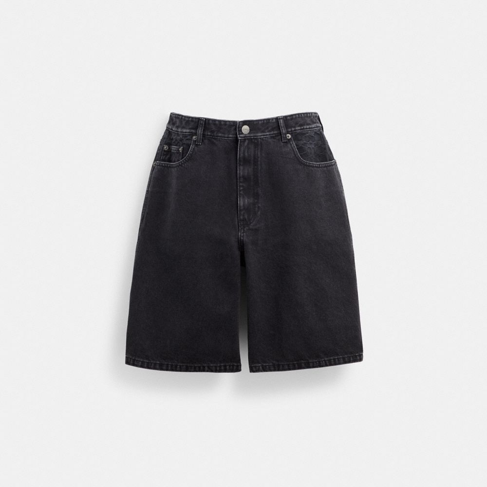 Coach Black Denim Shorts In Organic Cotton Black Denim | 172-OVAGMW