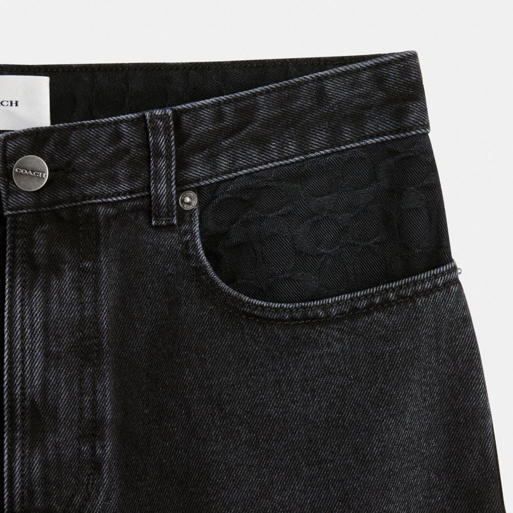 Coach Black Taper Jeans In Organic Cotton Black | 981-IRTWNF