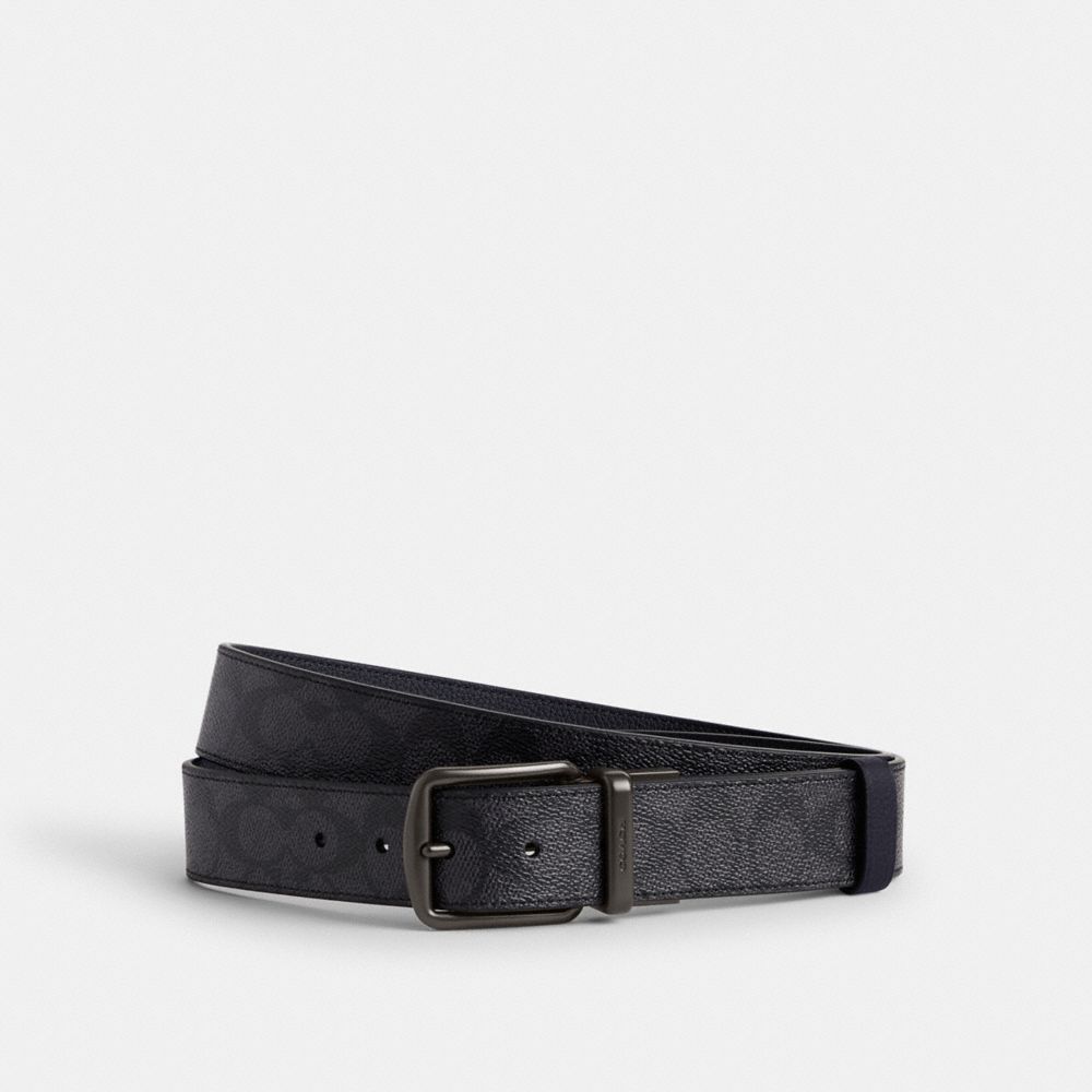 Coach Boxed Harness And Signature Buckle Cut To Size Reversible Belt 38 Mm Charcoal/Midnight Navy | 570-SIJLGC