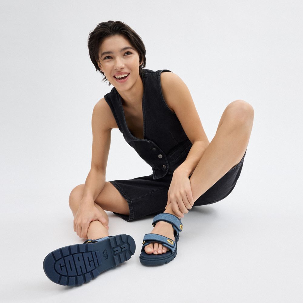 Coach Brynn Sandal Indigo Denim | 317-VLXMTH