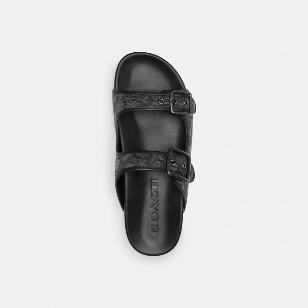 Coach Buckle Strap Sandal In Signature Jacquard Black | 650-TCNWYJ