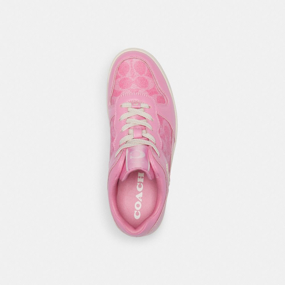 Coach C201 Low Top Sneaker In Signature Canvas Vivid Pink | 291-FEYOCD