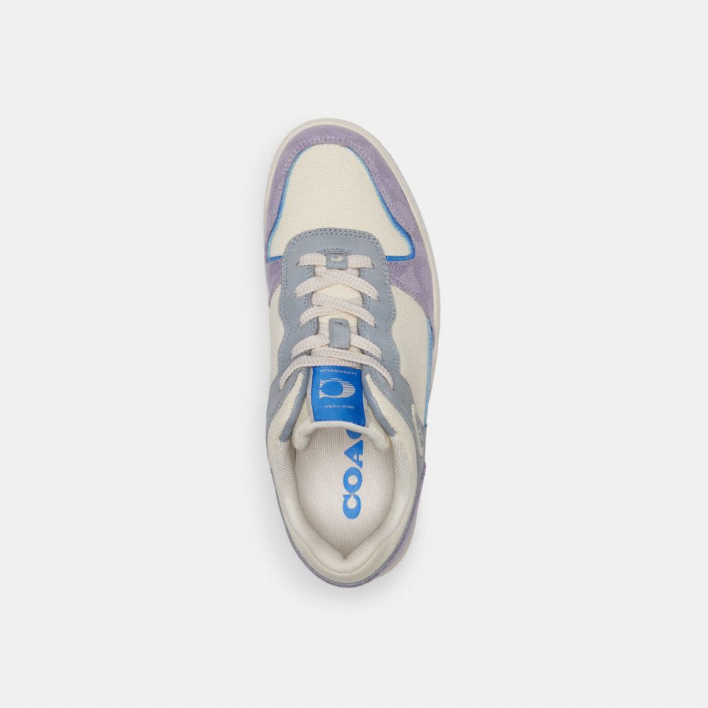 Coach C201 Low Top Sneaker In Signature Canvas Chalk/Soft Purple | 175-TZKDOY