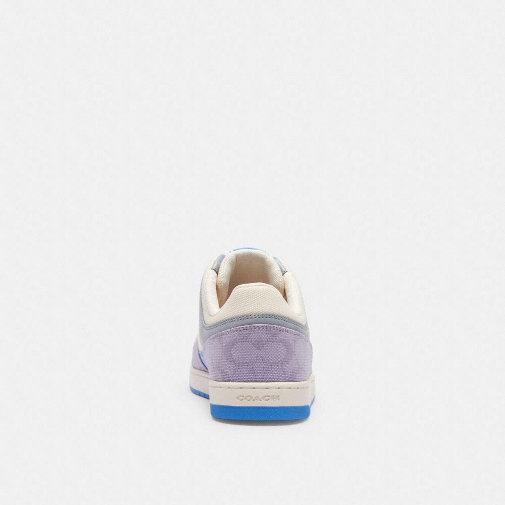 Coach C201 Low Top Sneaker In Signature Canvas Chalk/Soft Purple | 175-TZKDOY