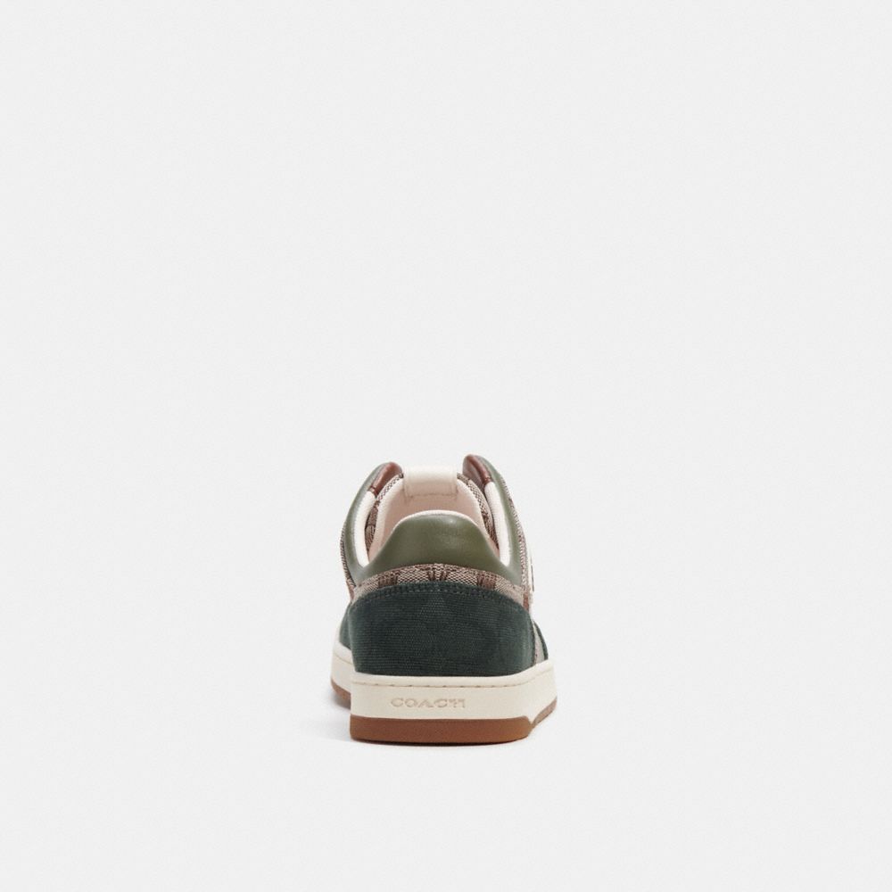 Coach C201 Sneaker In Mixed Signature Fabric Oak/Buttercup/Amazon Green | 147-RXKTGN