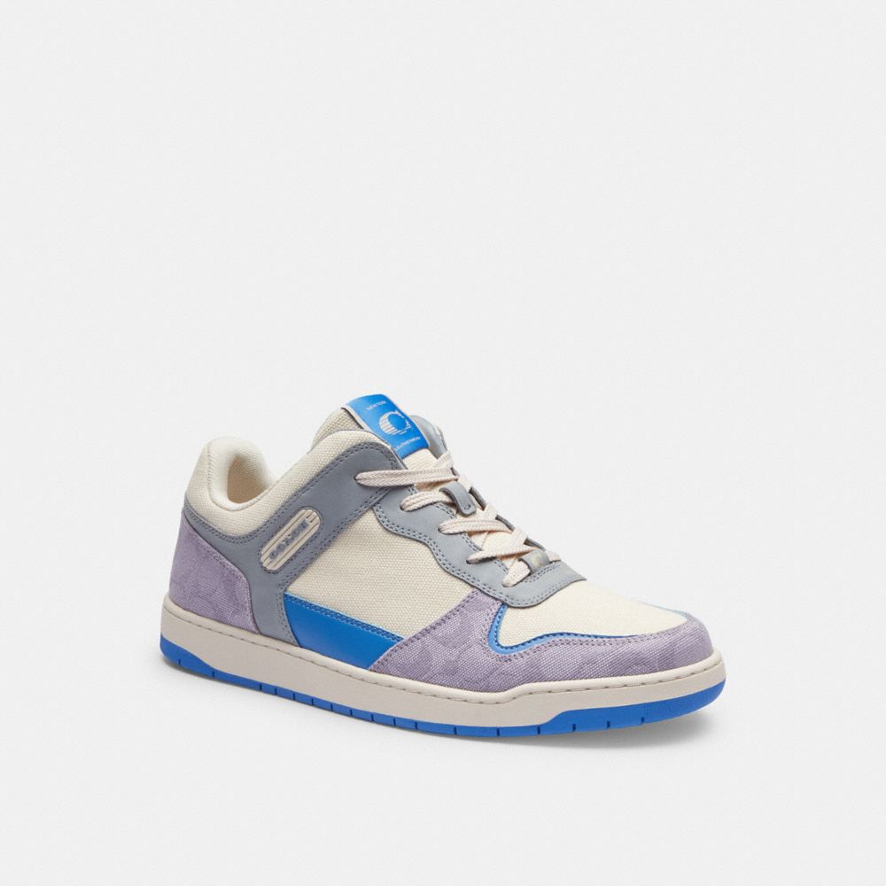 Coach C201 Sneaker In Signature Canvas Chalk/Soft Purple | 426-USQGNK