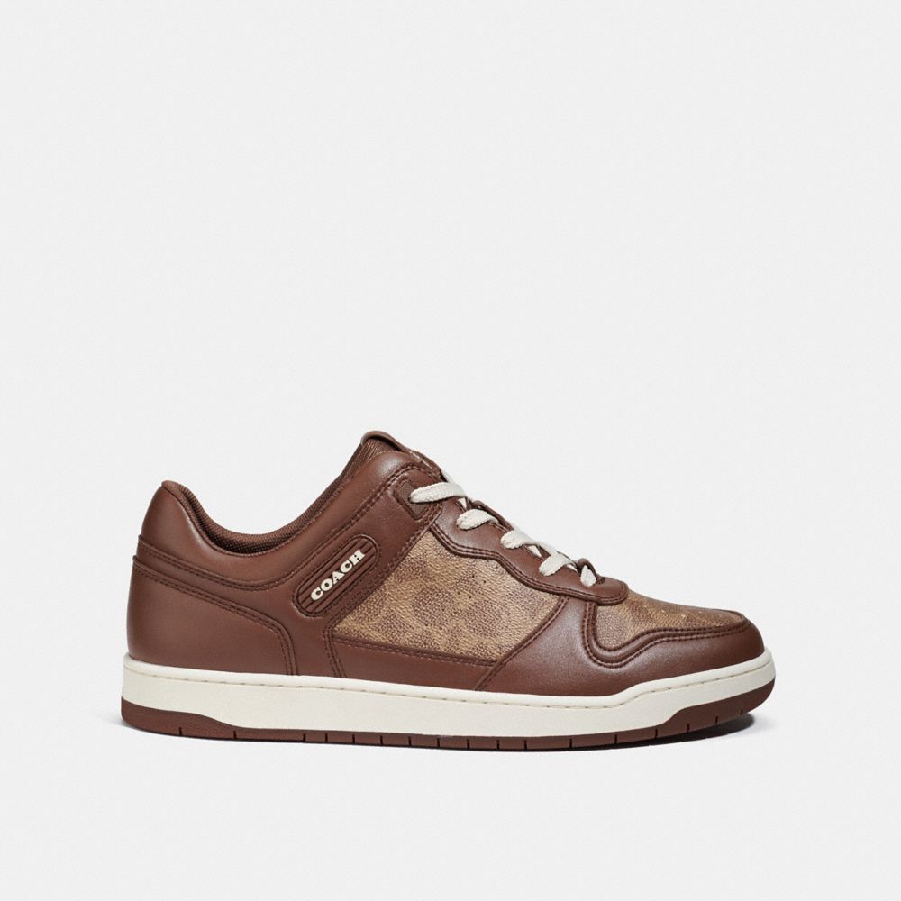 Coach C201 Sneaker In Signature Canvas Saddle | 478-HLPZUI