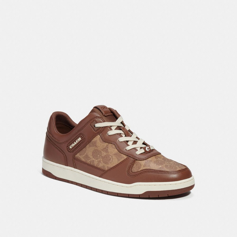 Coach C201 Sneaker In Signature Canvas Saddle | 478-HLPZUI