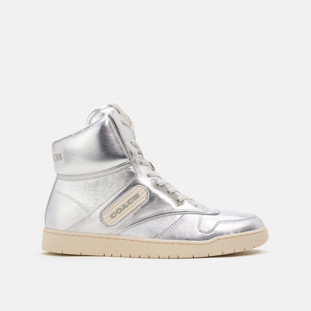 Coach C202 High Top Sneaker Silver | 512-SQPGNJ