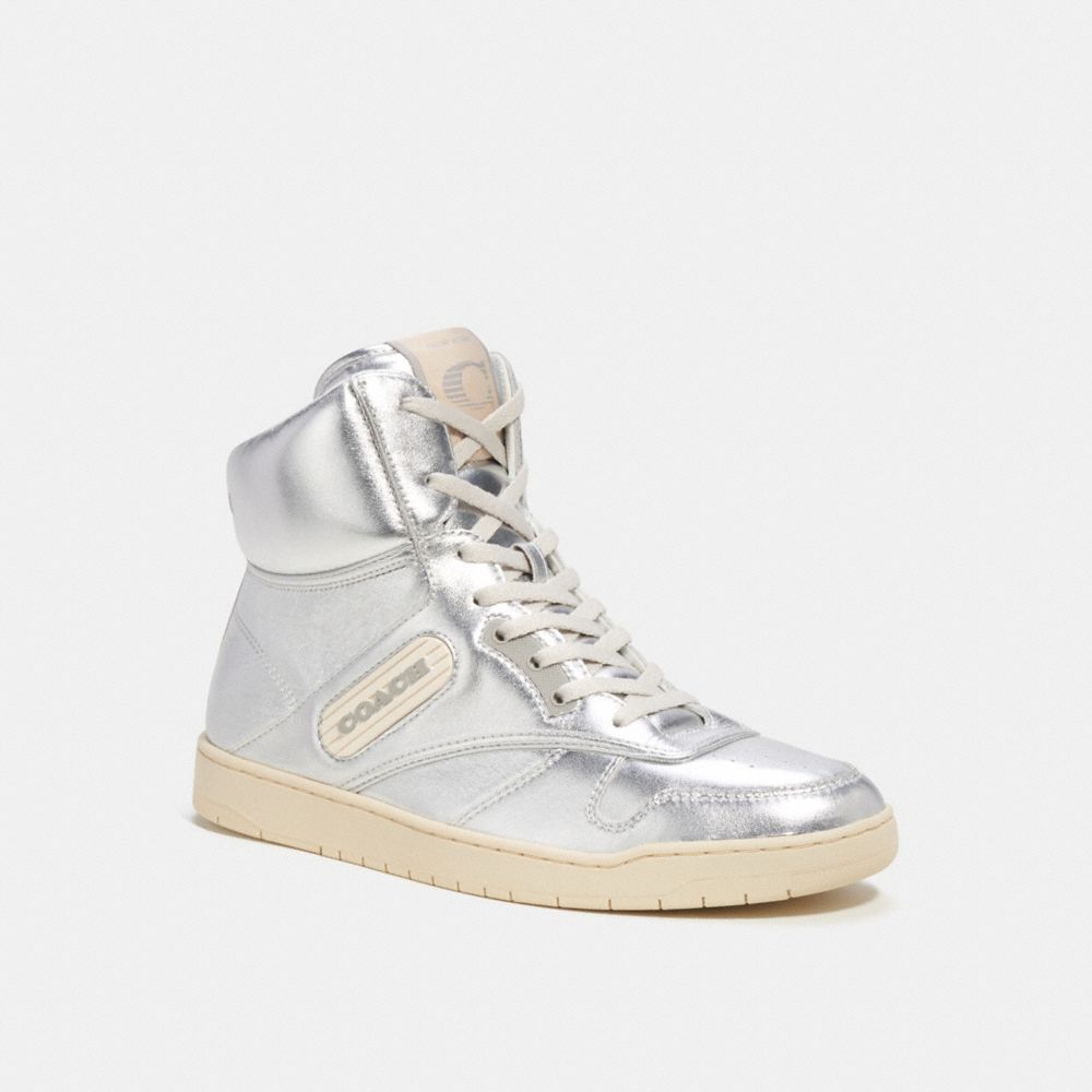 Coach C202 High Top Sneaker Silver | 512-SQPGNJ