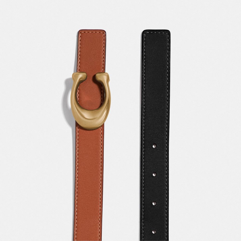 Coach C Hardware Reversible Belt 25 Mm Brass/Black/1941 Saddle | 652-DSAIHN