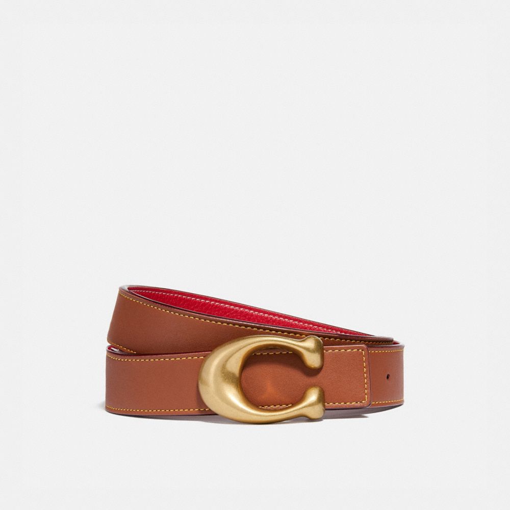 Coach C Hardware Reversible Belt 32 Mm Brass/Red/1941 Saddle | 235-UYEZTM