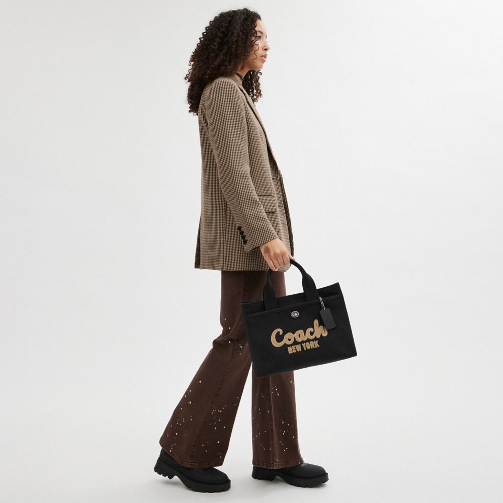 Coach Cargo Tote Bag Canvas/Silver/Black | 254-GOAQNW