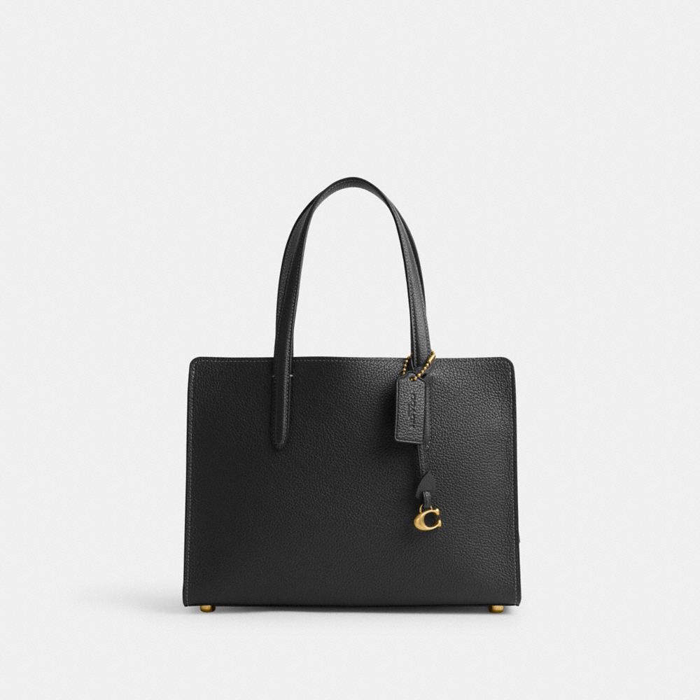 Coach Carter Carryall Bag 28 Polished Pebble Leather/Brass/Black | 689-GHJKON