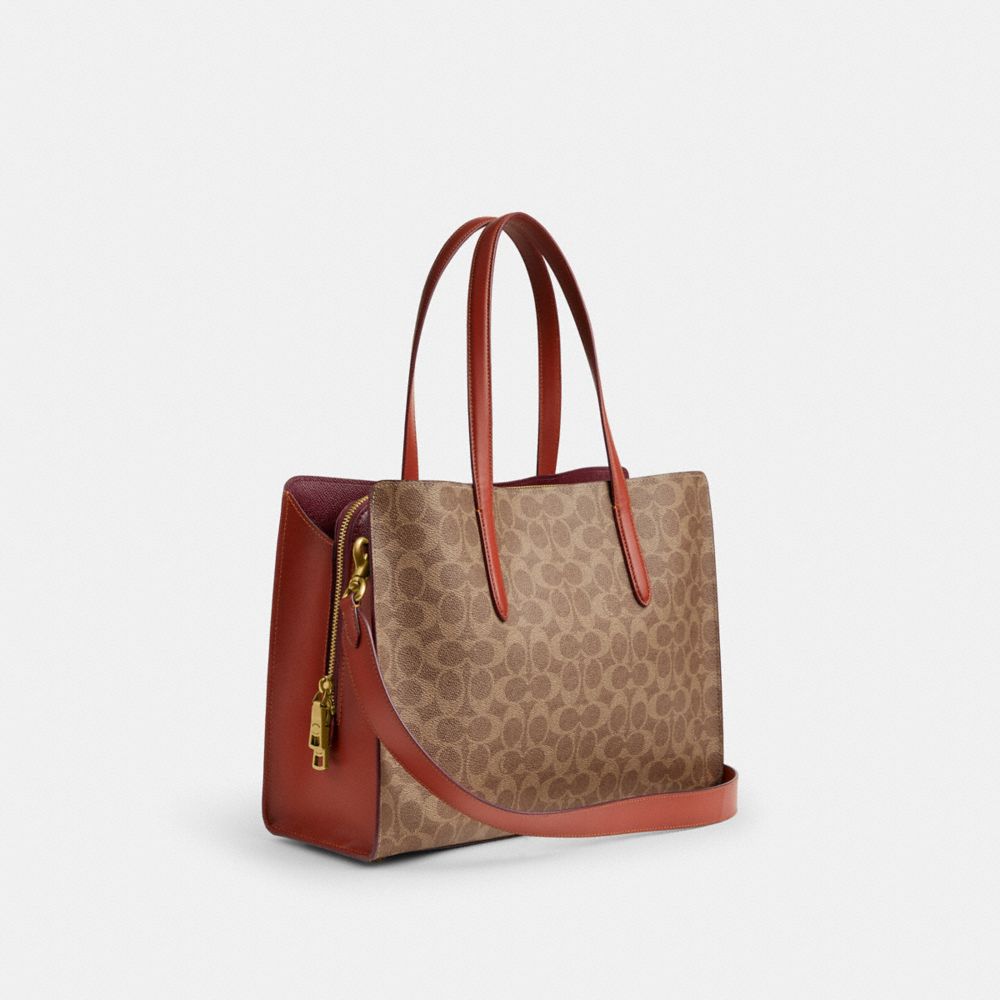 Coach Carter Carryall Bag In Signature Canvas Signature Coated Canvas/Brass/Tan/Rust | 847-NFYGSQ