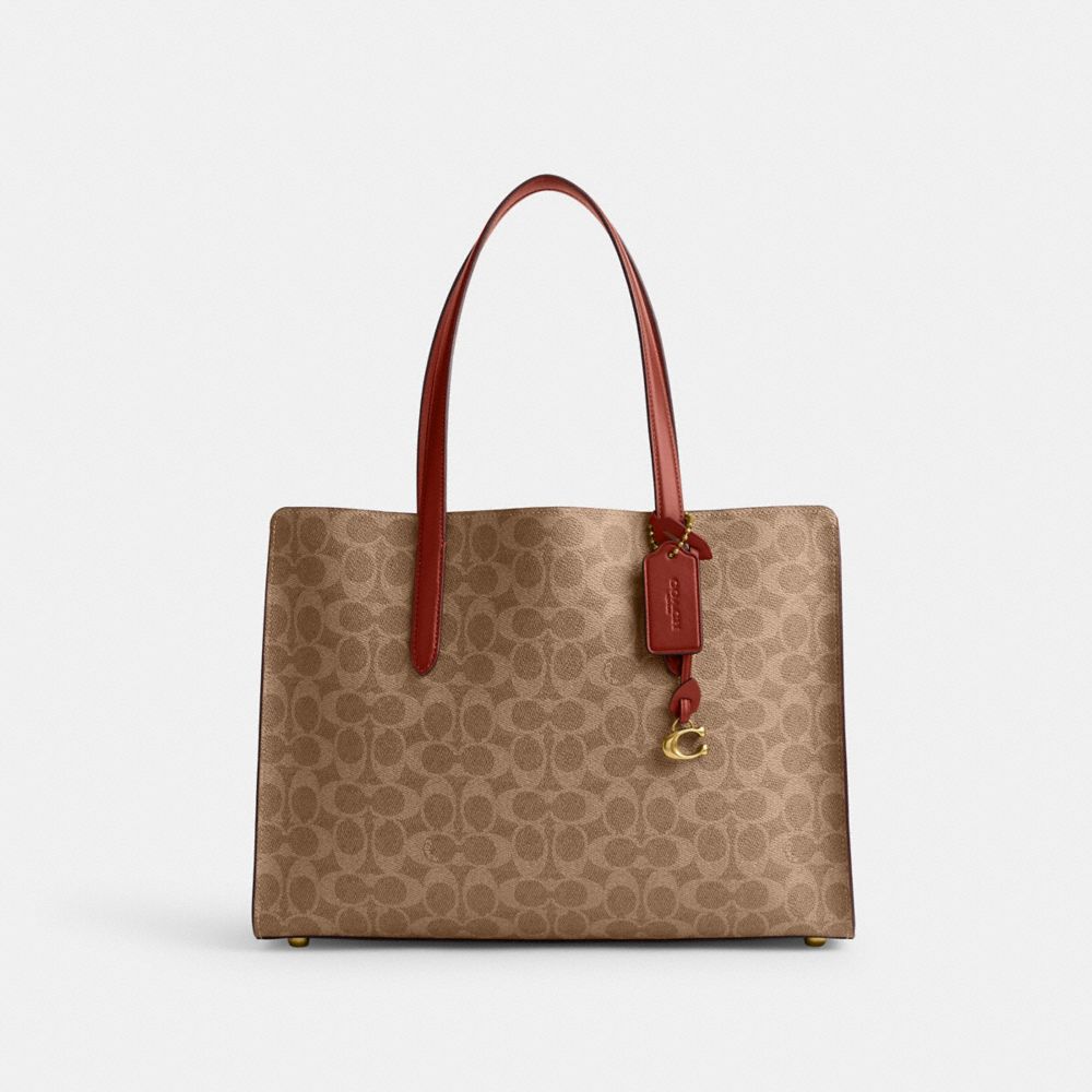 Coach Carter Carryall Bag In Signature Canvas Signature Coated Canvas/Brass/Tan/Rust | 847-NFYGSQ