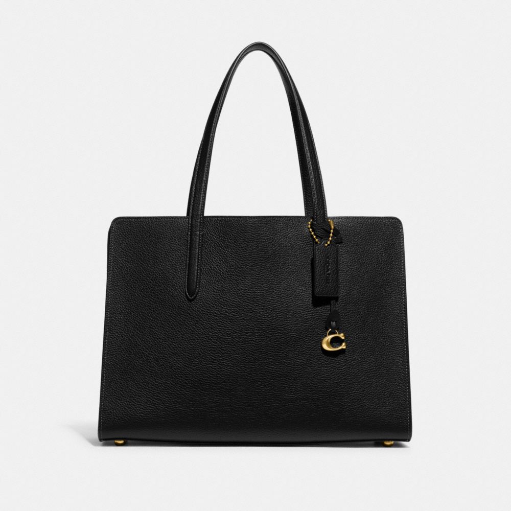 Coach Carter Carryall Bag Polished Pebble Leather/Brass/Black | 697-LAVDSM