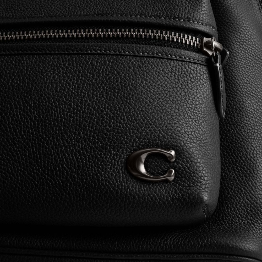 Coach Charter Backpack Polished Pebble Leather/Black | 657-CWTDMK