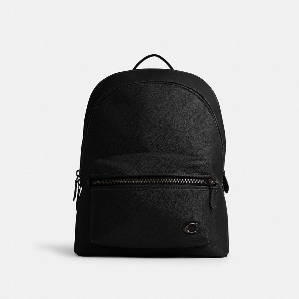 Coach Charter Backpack Polished Pebble Leather/Black | 657-CWTDMK