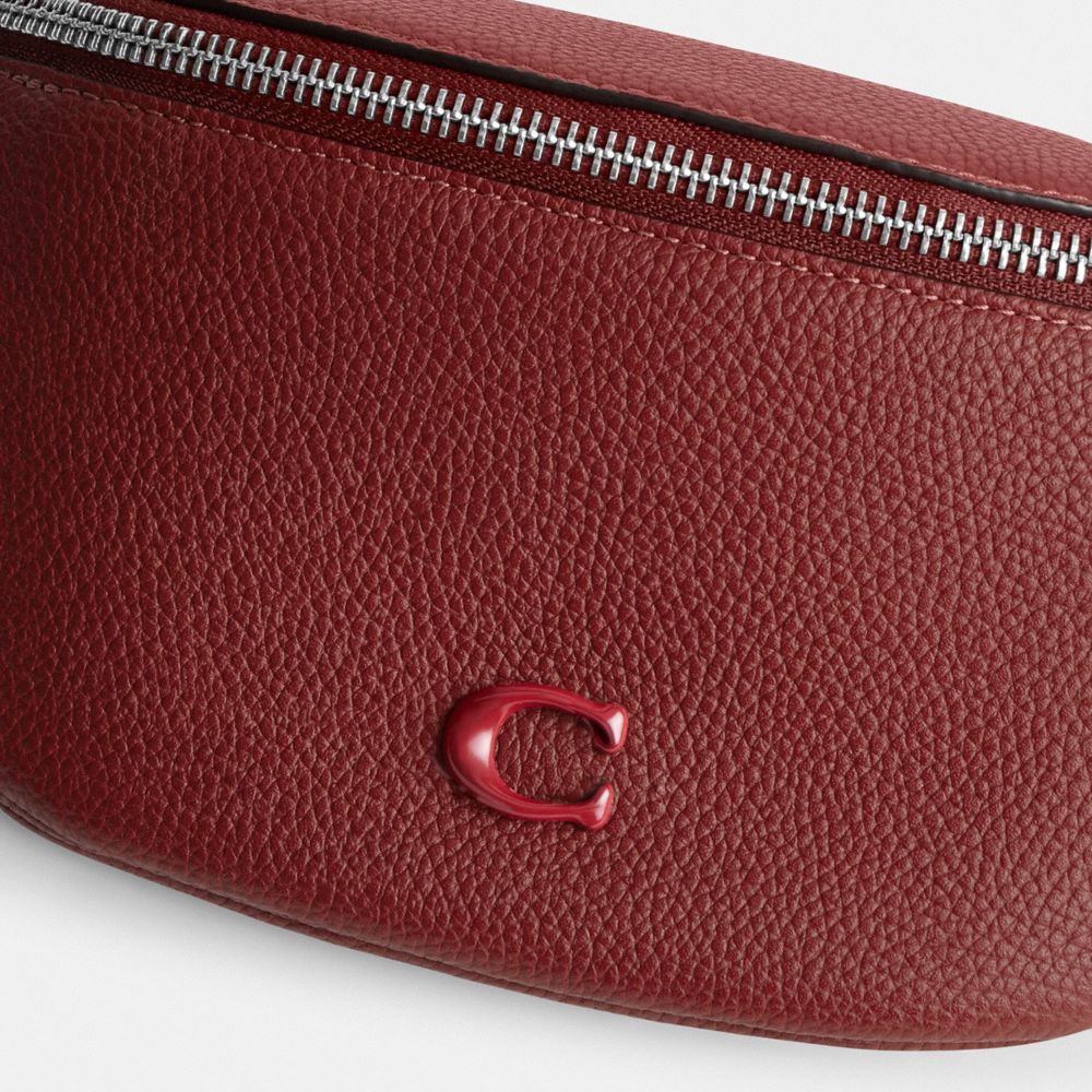 Coach Charter Belt Bag 7 Polished Pebble Leather/Ruby Red | 583-GXQABU