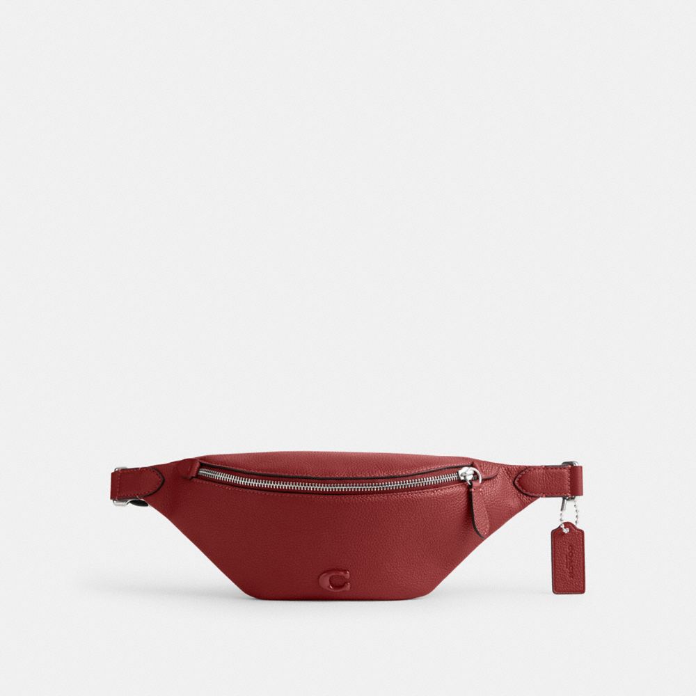 Coach Charter Belt Bag 7 Polished Pebble Leather/Ruby Red | 583-GXQABU