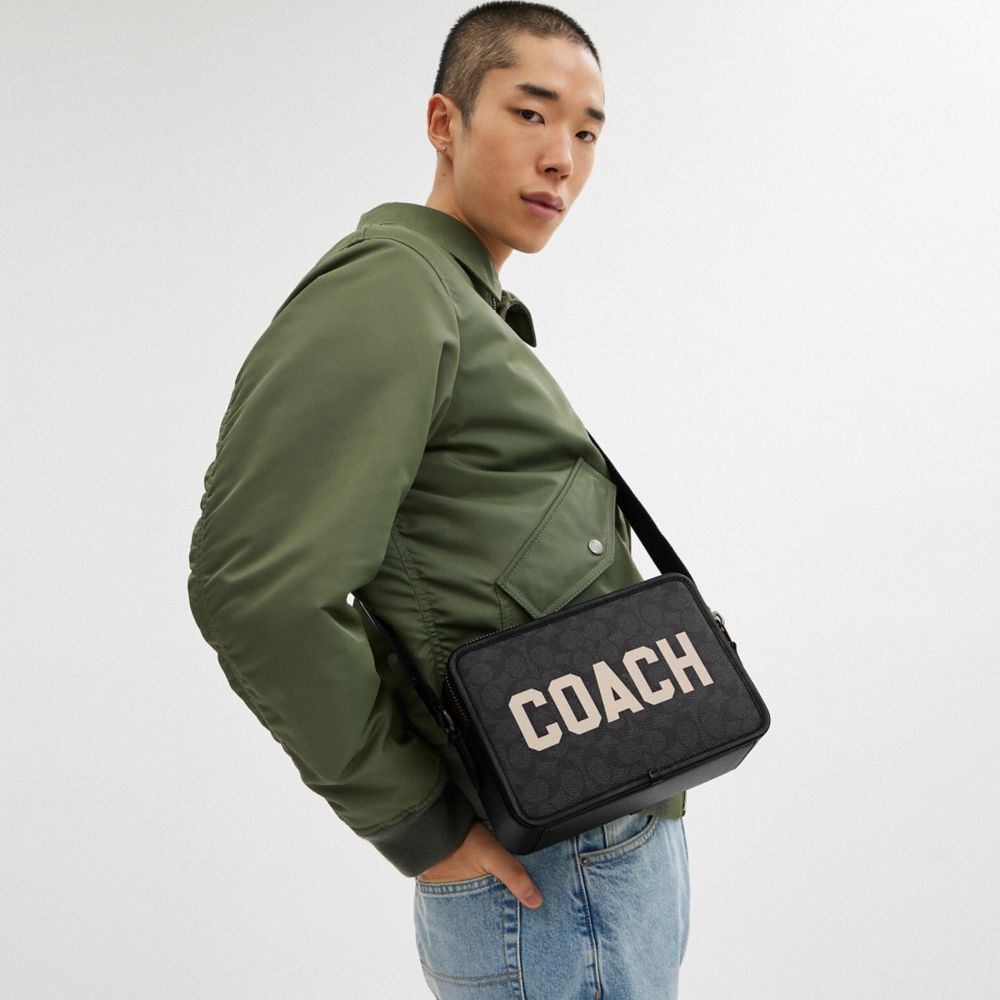 Coach Charter Crossbody Bag 24 In Signature Canvas With Graphic Signature Coated Canvas/Leather/Charcoal Multi | 061-FLJEBH