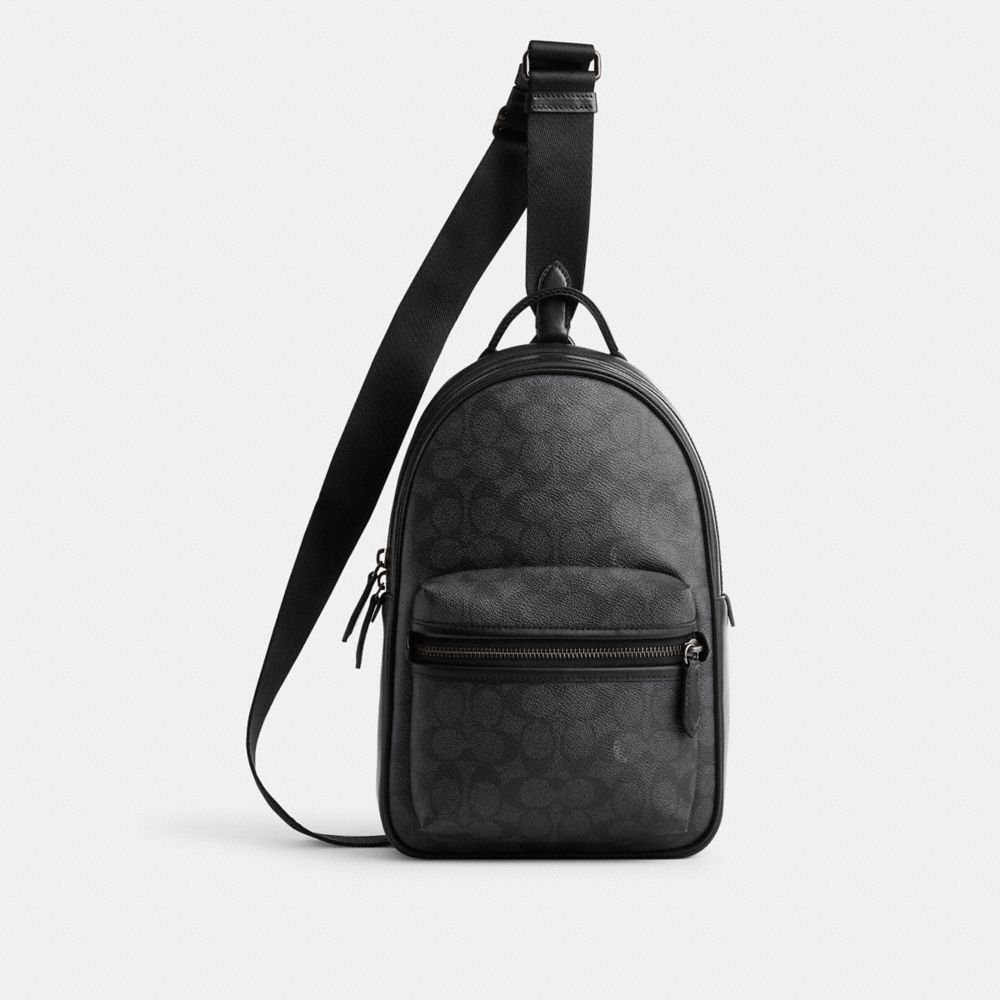 Coach Charter Pack In Signature Canvas Charcoal | 254-UXEQMH