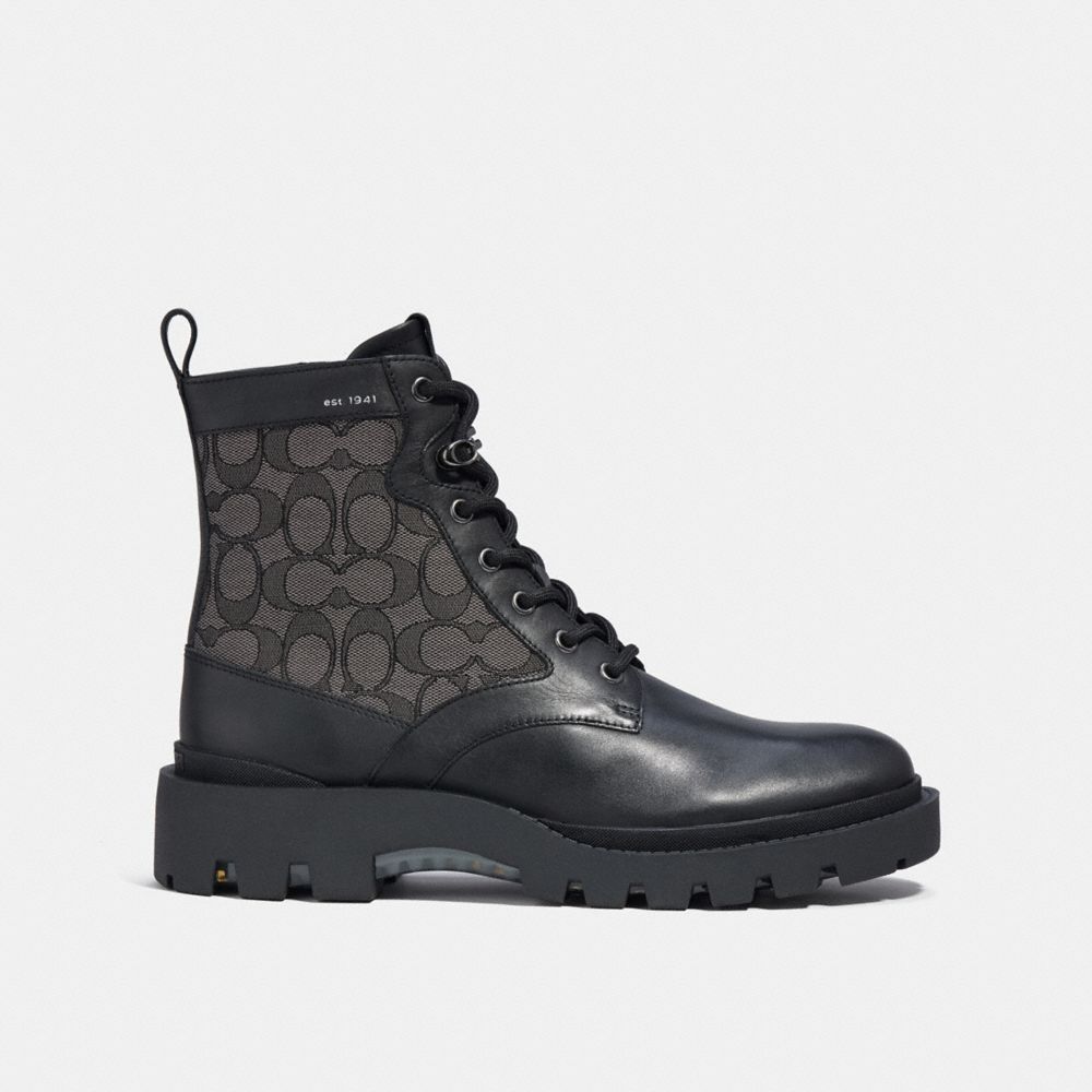 Coach Citysole Lace Up Boot In Signature Jacquard Black | 097-TCOYXW