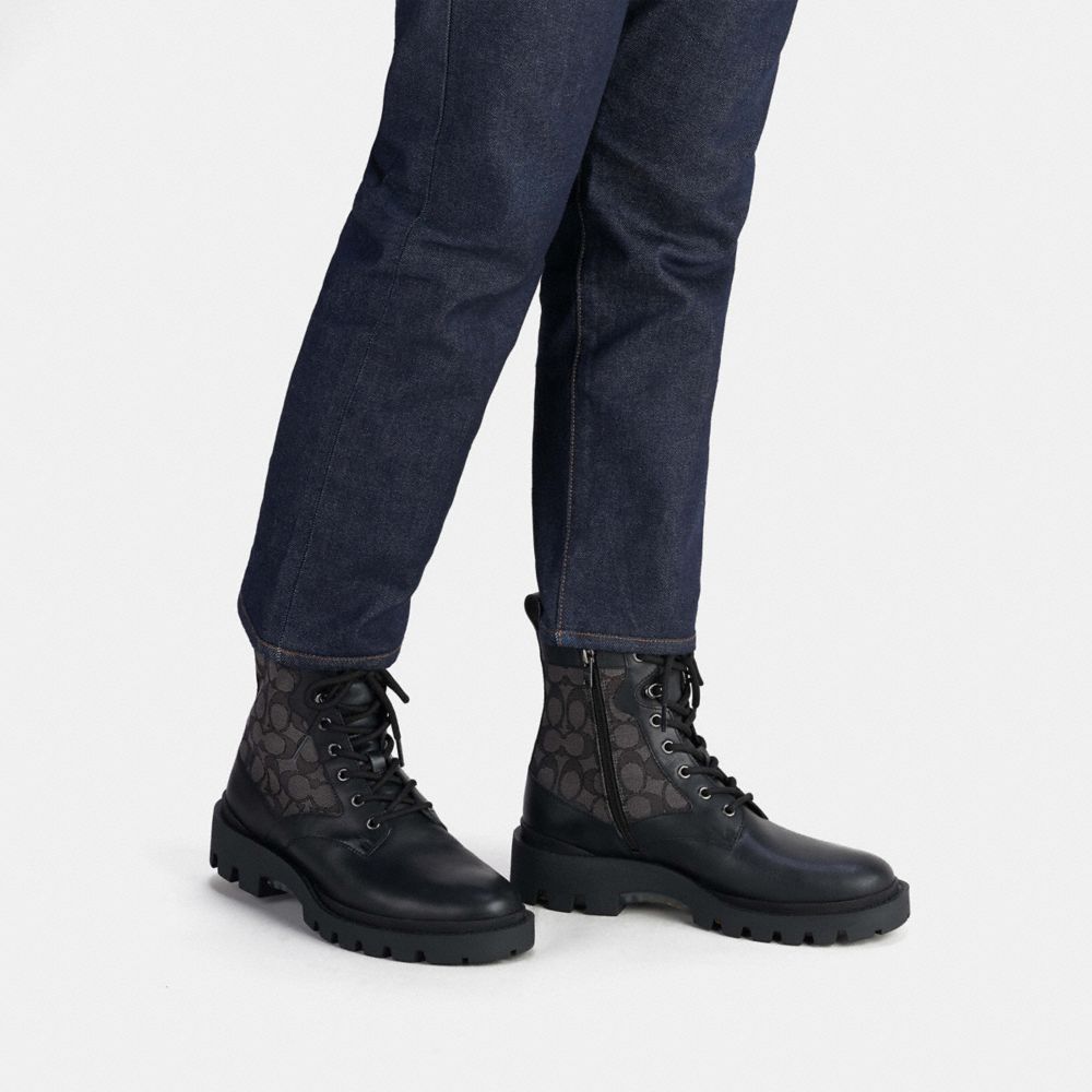 Coach Citysole Lace Up Boot In Signature Jacquard Black | 097-TCOYXW