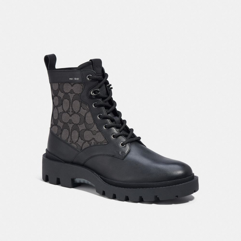 Coach Citysole Lace Up Boot In Signature Jacquard Black | 097-TCOYXW