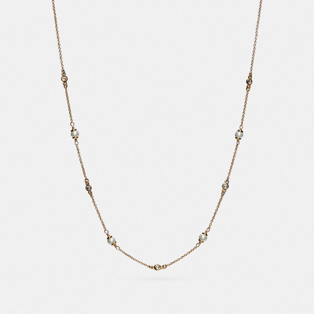 Coach Classic Crystal Pearl Necklace Gold | 869-HPYRLZ