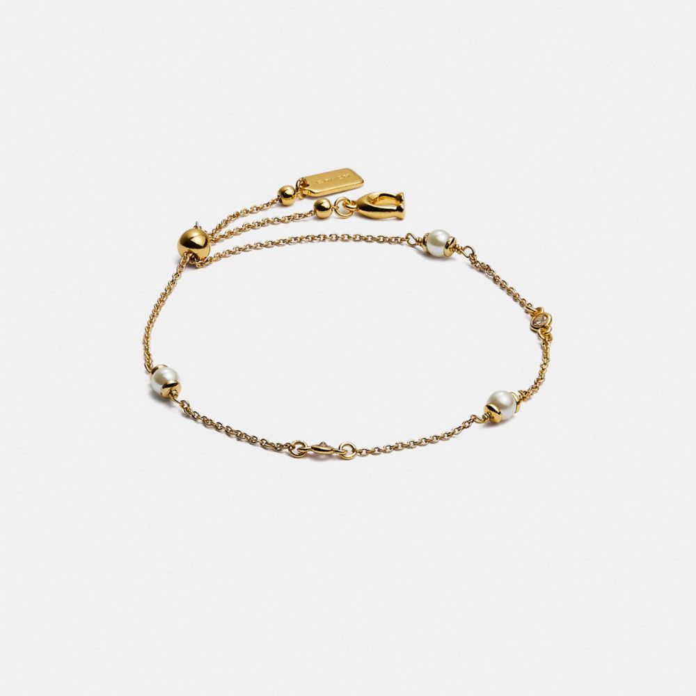 Coach Classic Crystal Pearl Slider Bracelet Gold | 153-QBRHIA