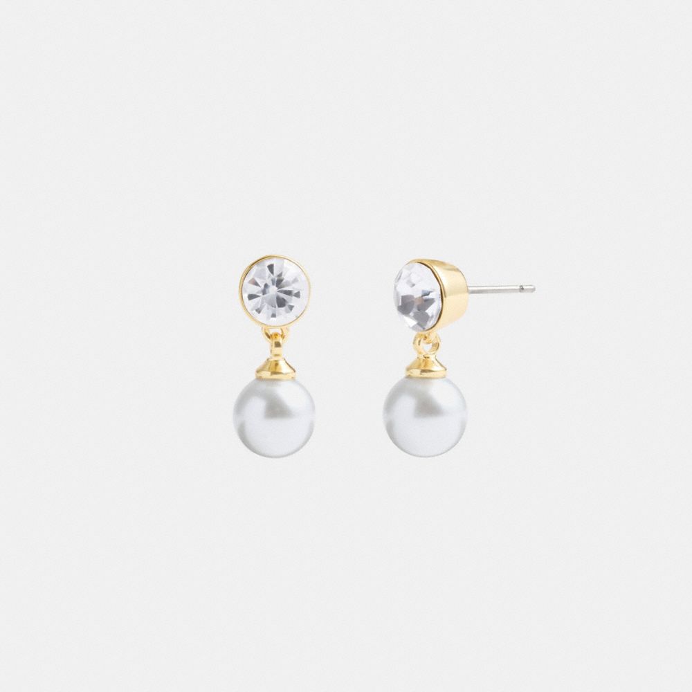 Coach Classic Pearl Drop Earrings Gold/Pearl | 302-QBULGC