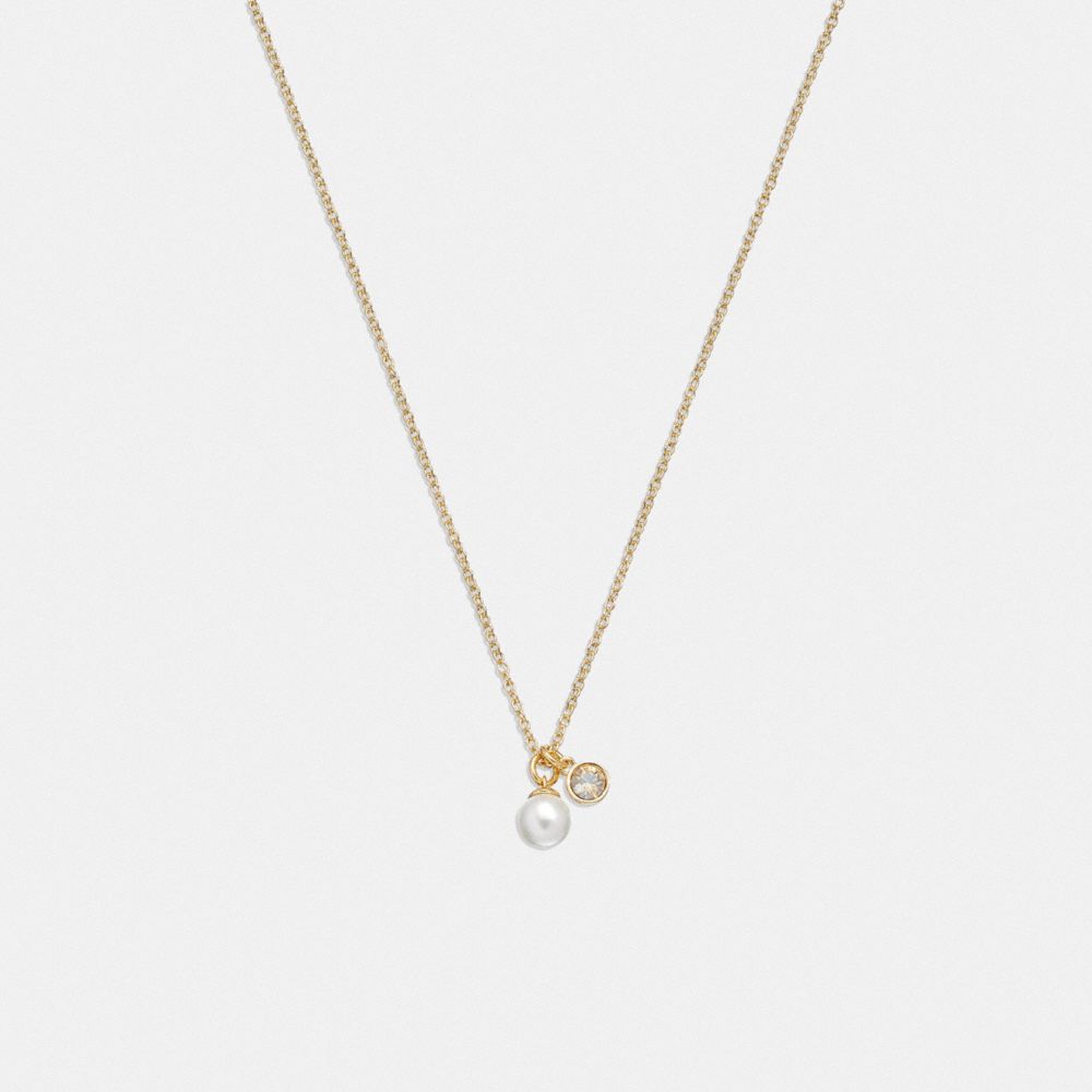 Coach Classic Pearl Pendant Necklace Gold/Pearl | 147-PRMDZK