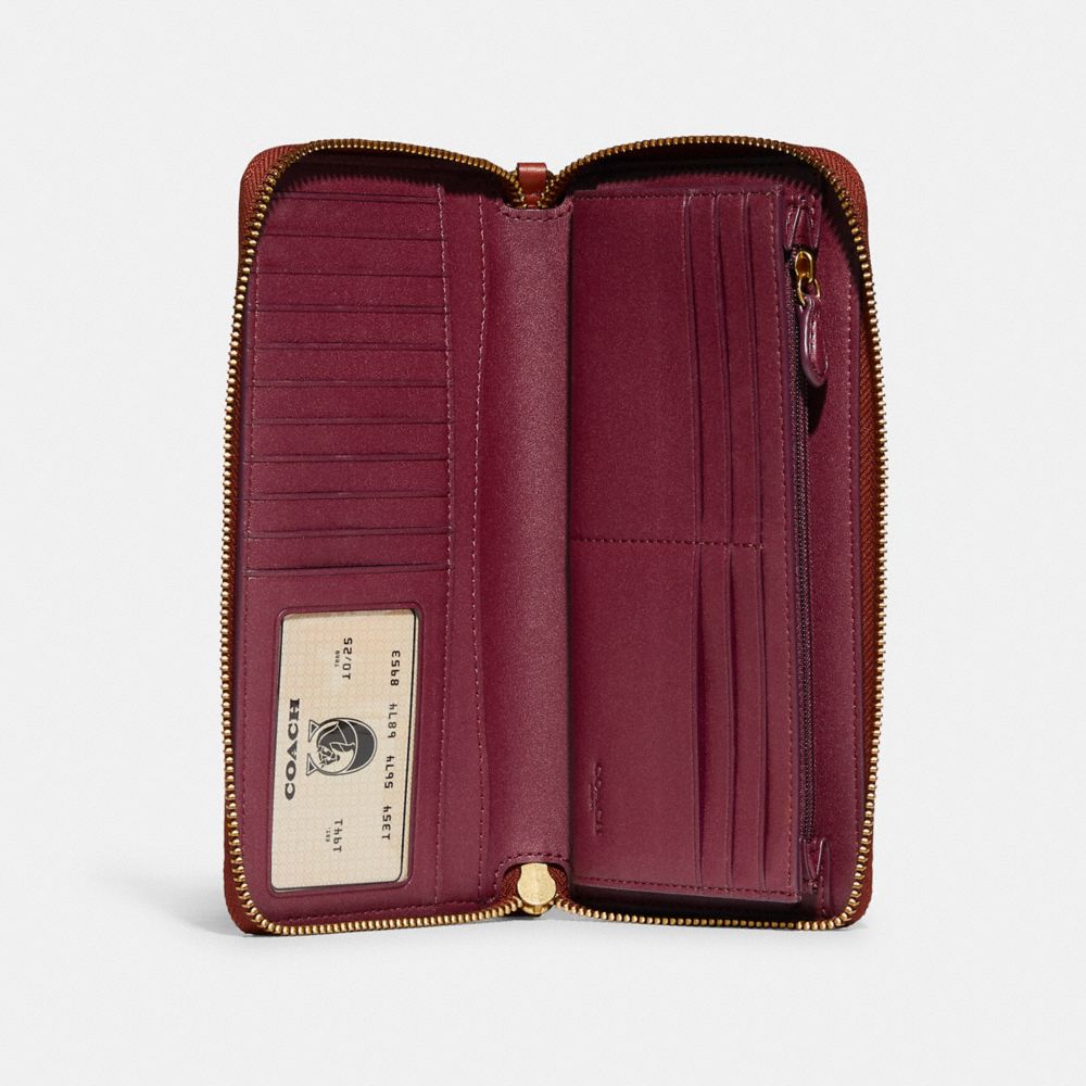 Coach Continental Wallet In Signature Canvas Signature Coated Canvas/Brass/Tan/Rust | 635-KEPLDA