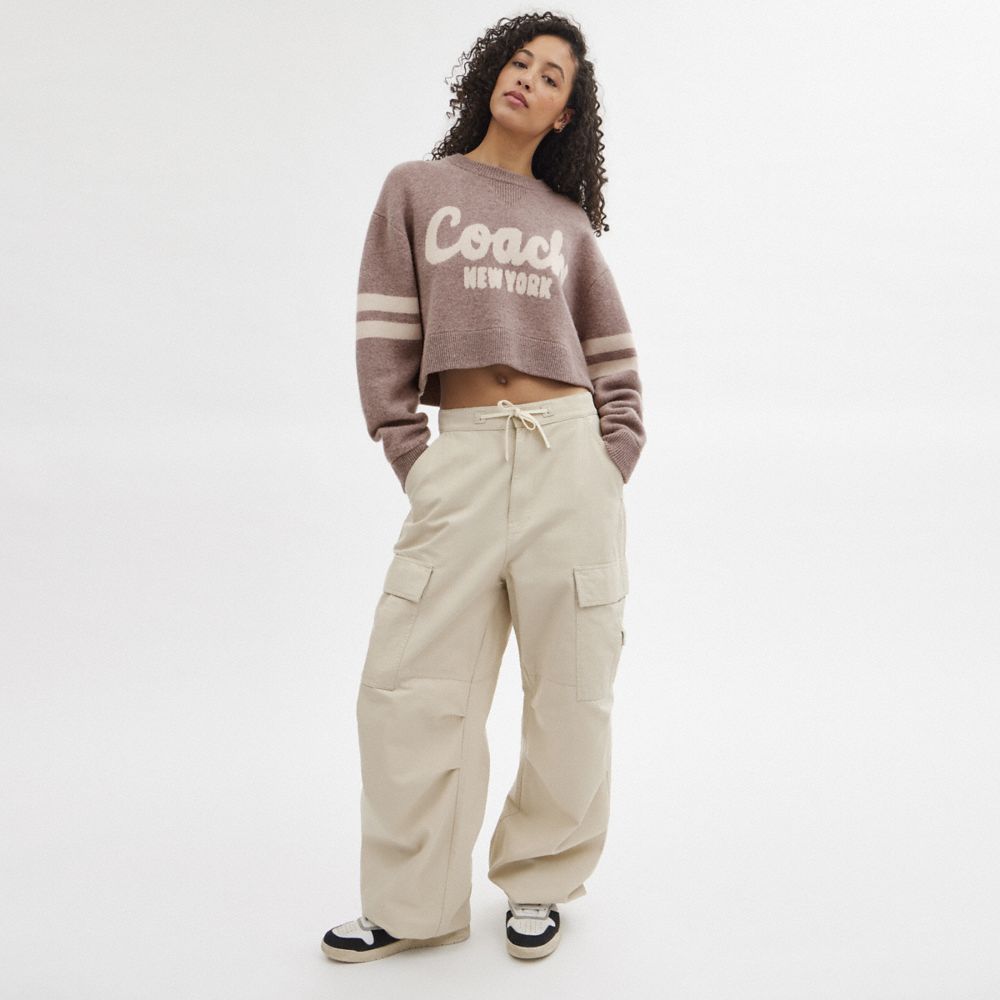 Coach Cropped Sweater Pink | 491-JWFUTS