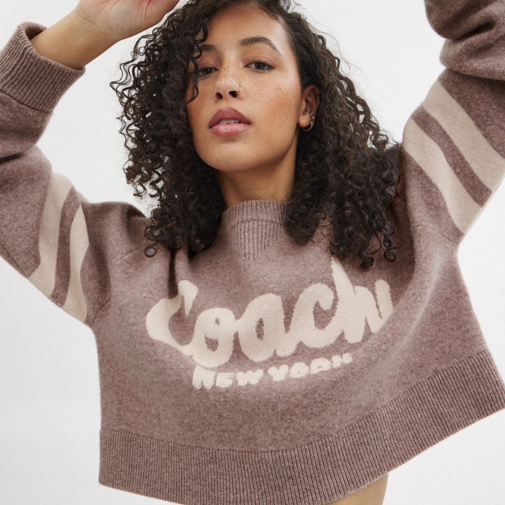 Coach Cropped Sweater Pink | 491-JWFUTS