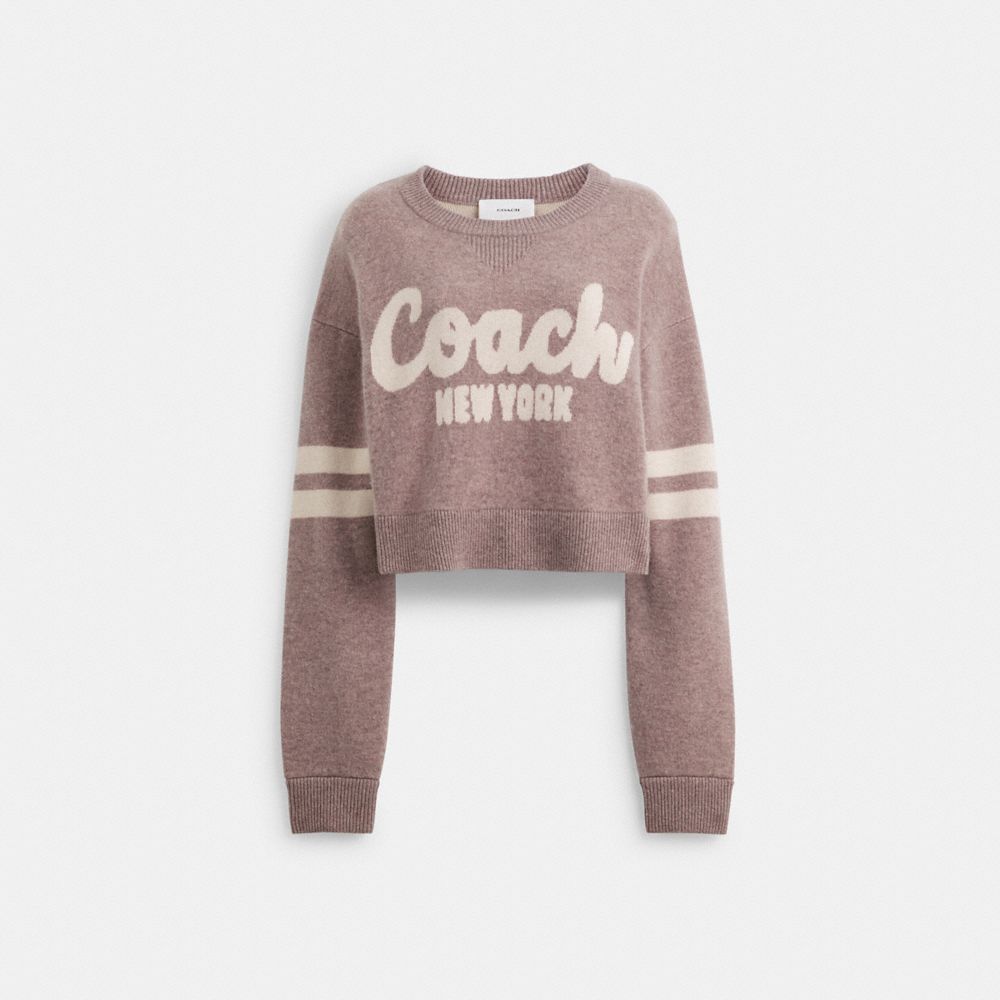 Coach Cropped Sweater Pink | 491-JWFUTS